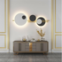 Applique murale LED ronde en métal blanc ou noir, 220V, 120 cm, avec gradation variable – éclairage décoratif pour hall, foyer, bureau ou salle à manger