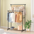 Porte-manteau mobile avec double étagère – support télescopique sur pied pour vêtements, cintres et rangement de chambre