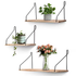Étagère murale flottante suspendue, présentoir nordique avec support métallique, étagère de rangement en bois multifonction pour balcon et salon – 1 pièce